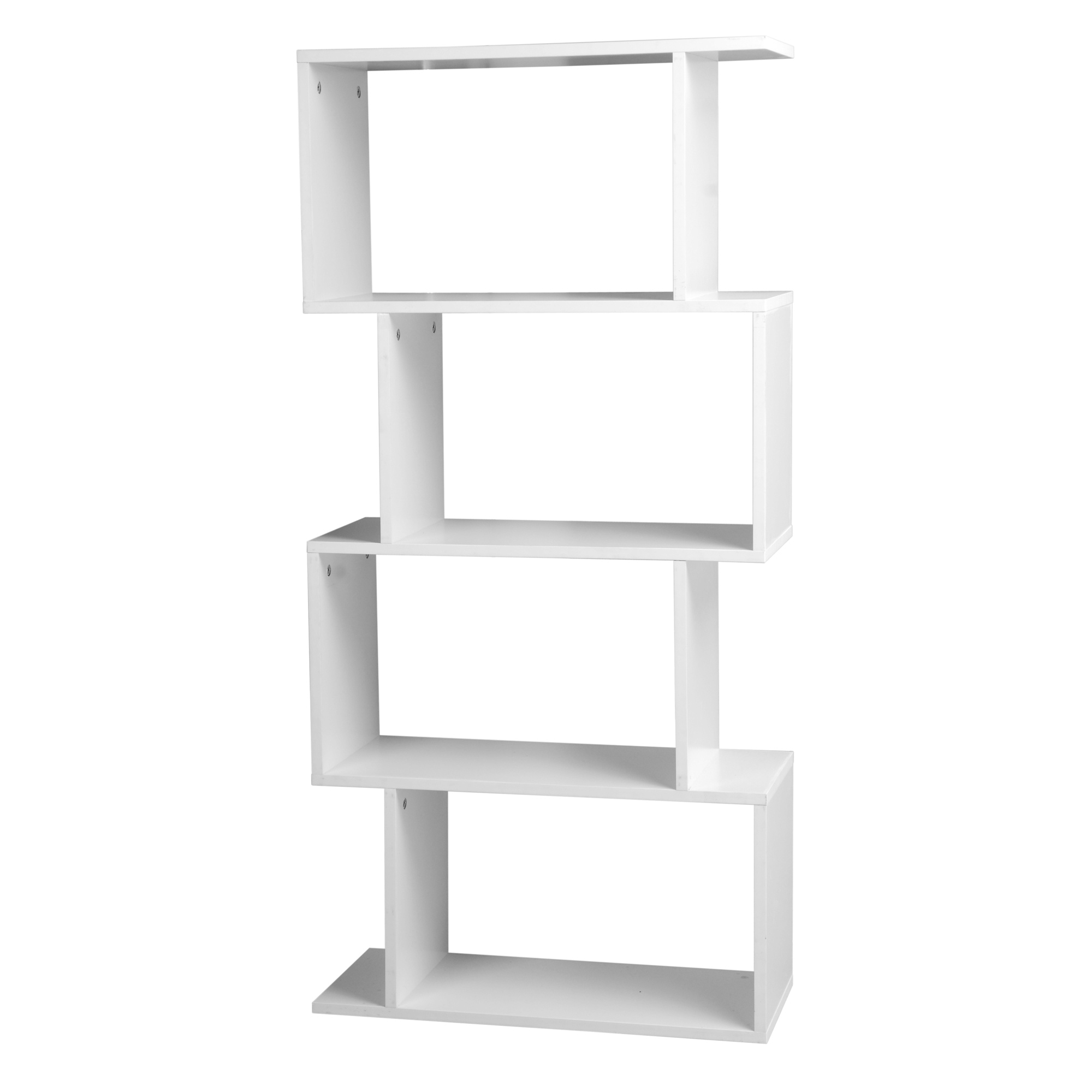 Wooden S Shaped Bookcase Living Room Modern Display Shelves