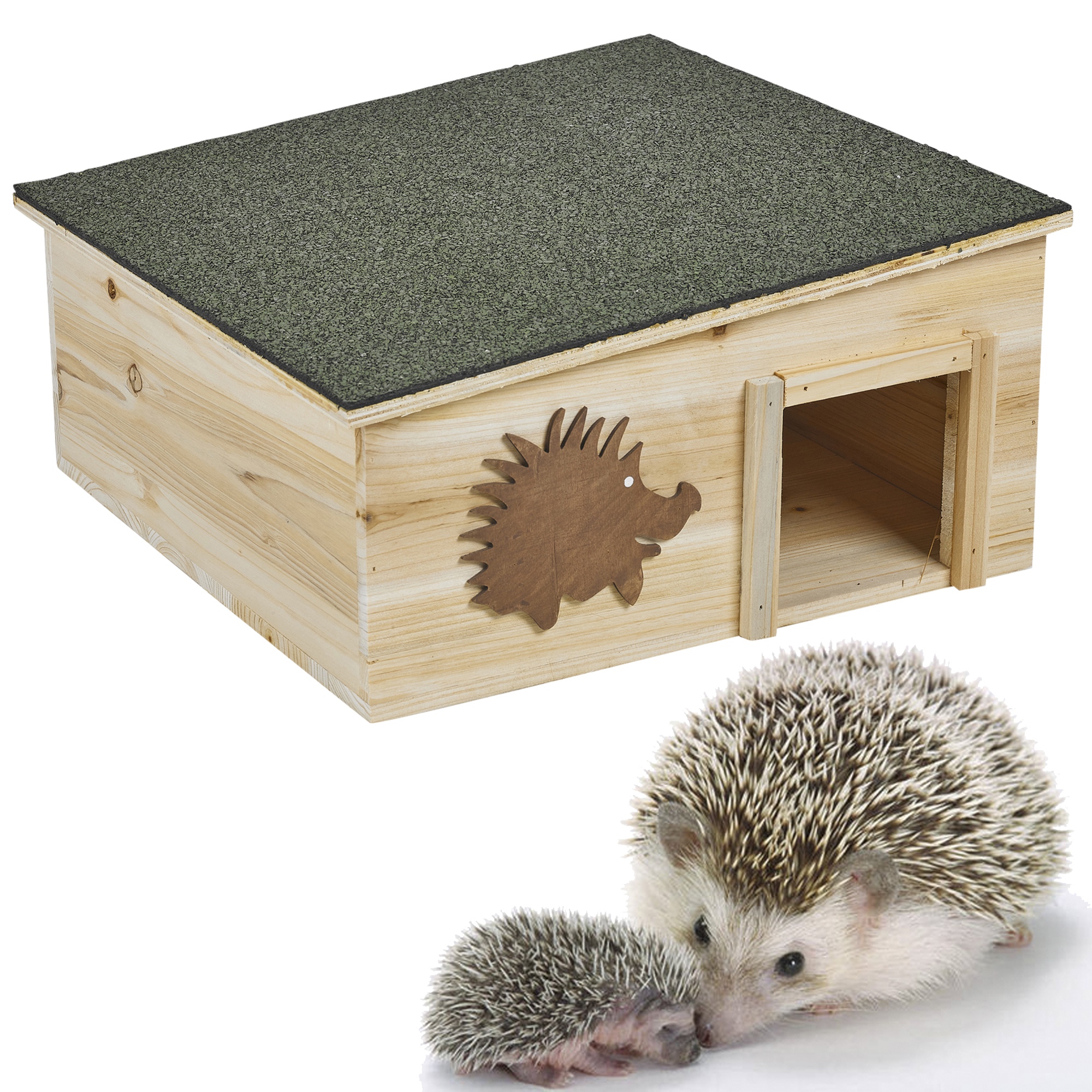 BLI NIAKI Wooden Hedgehog House 31 X 31 X 21 Cm Wooden Floor   Hedgehog House With Bitumen Roof 415784  