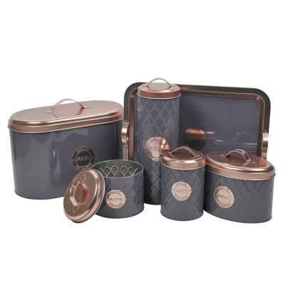 French Style Copper & Grey Tin Box