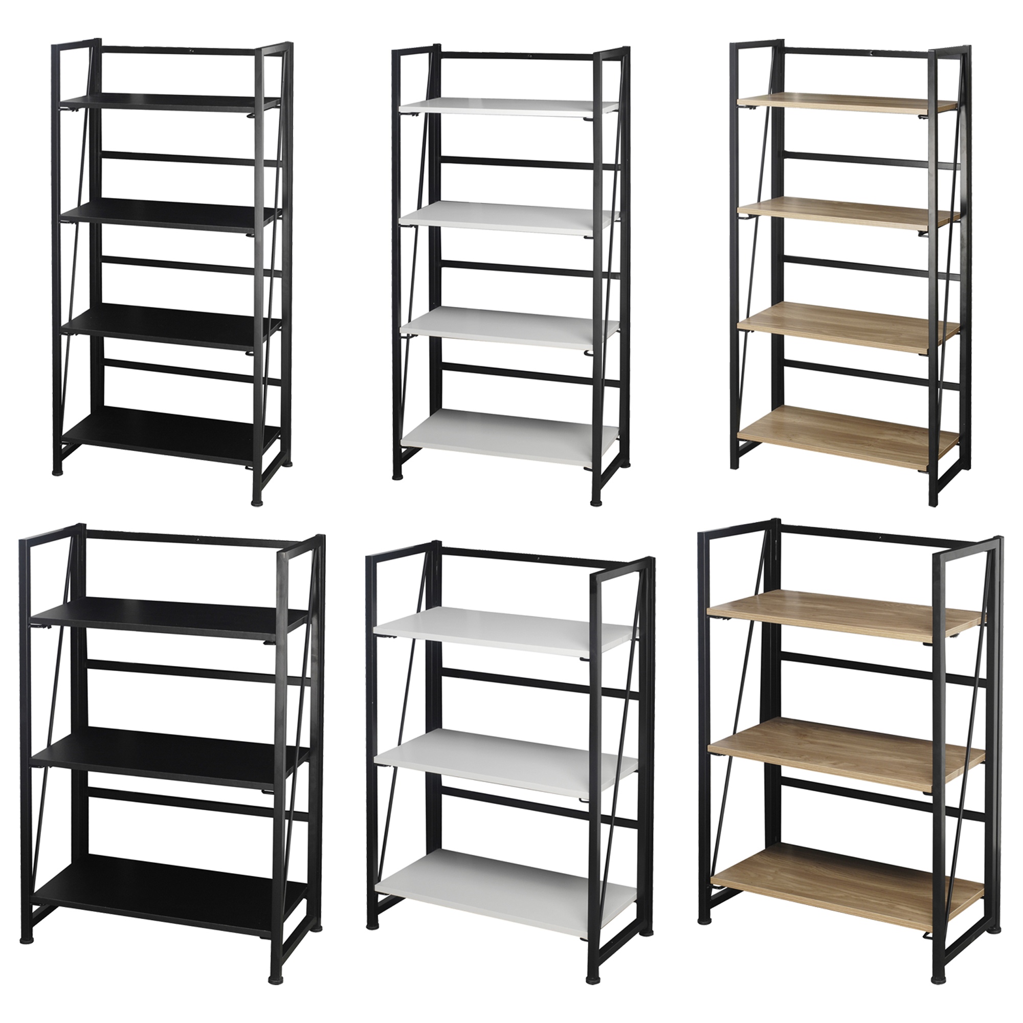 Wood & Metal Folding Ladder Shelf Collapsible Unit Office ...