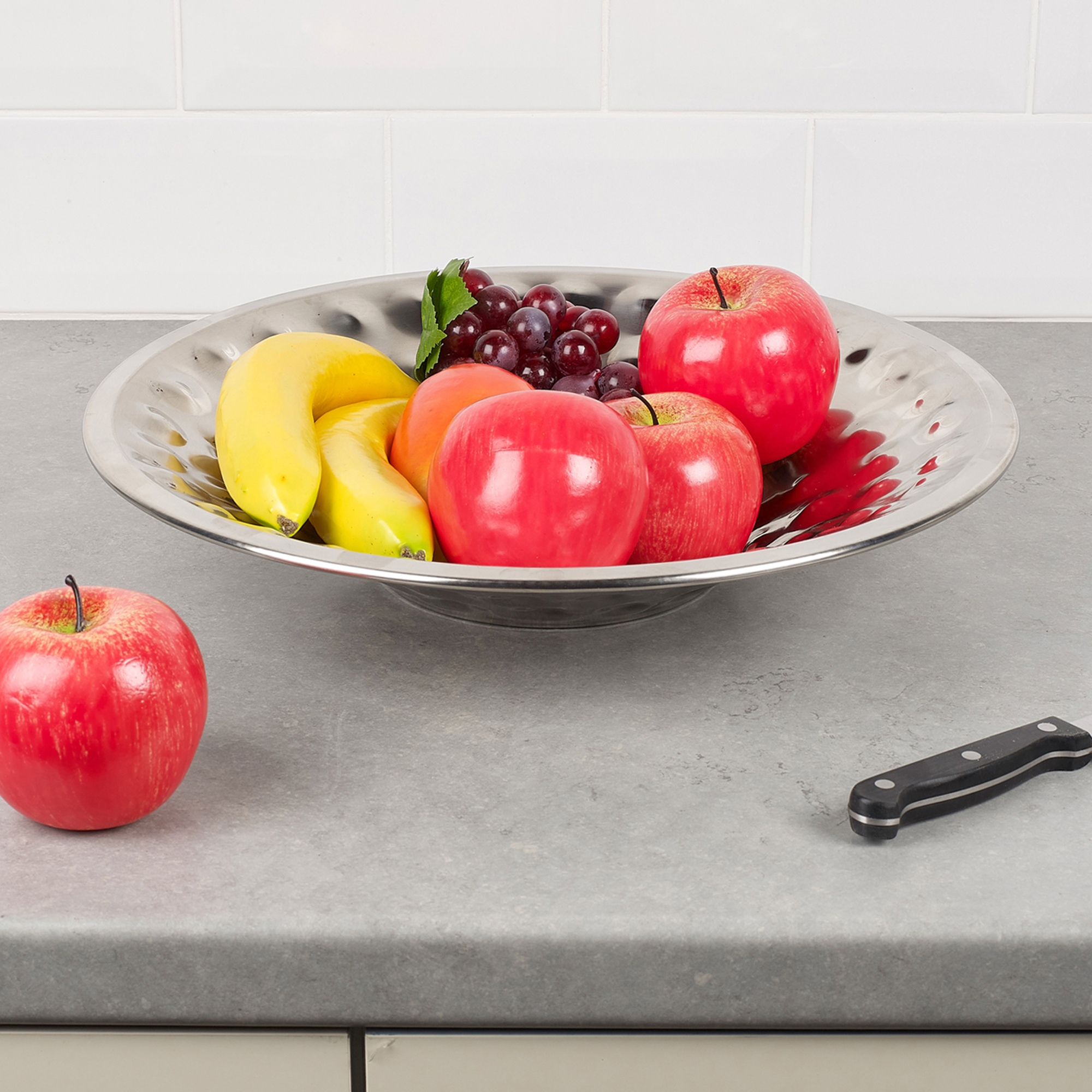 Large Decorative Round Metal Fruit Bowl Stainless Steel