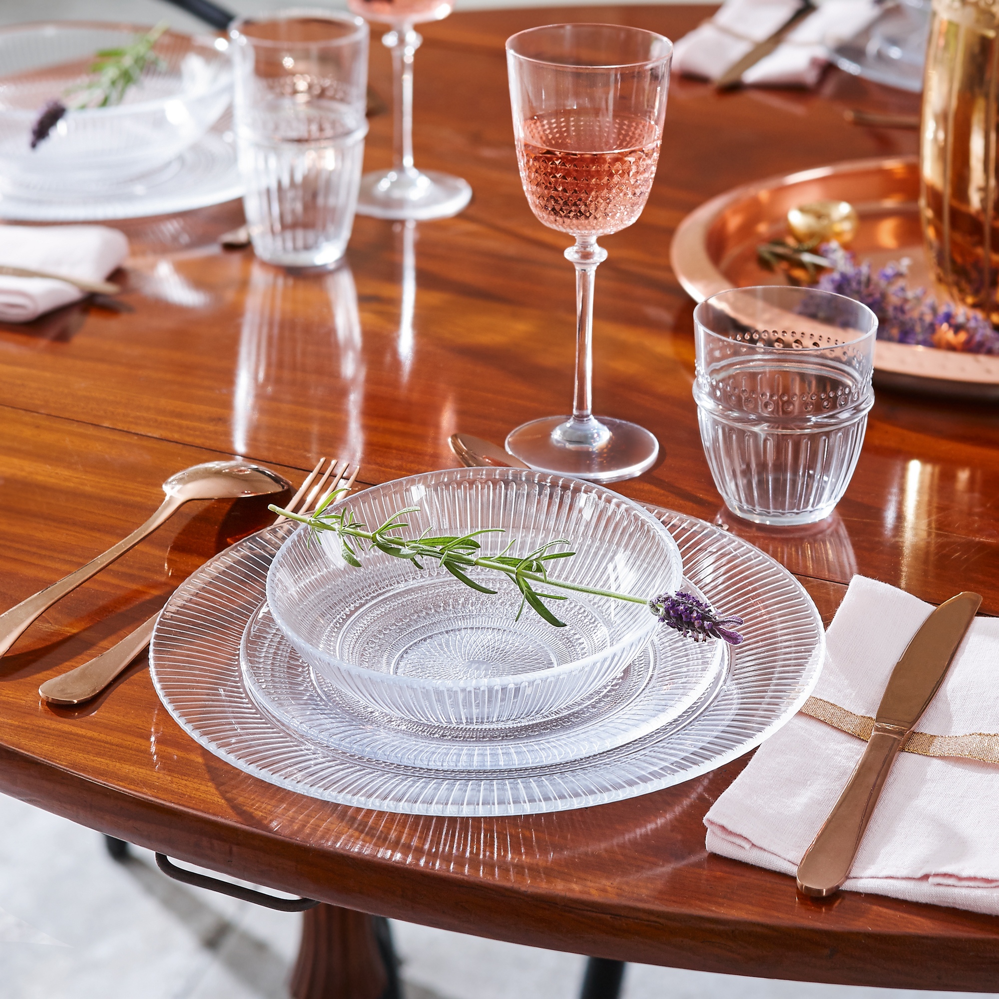 Luminarc Louison Clear 18pc Opal Glass Dinner Set Dinnerware Tableware Plates Ebay