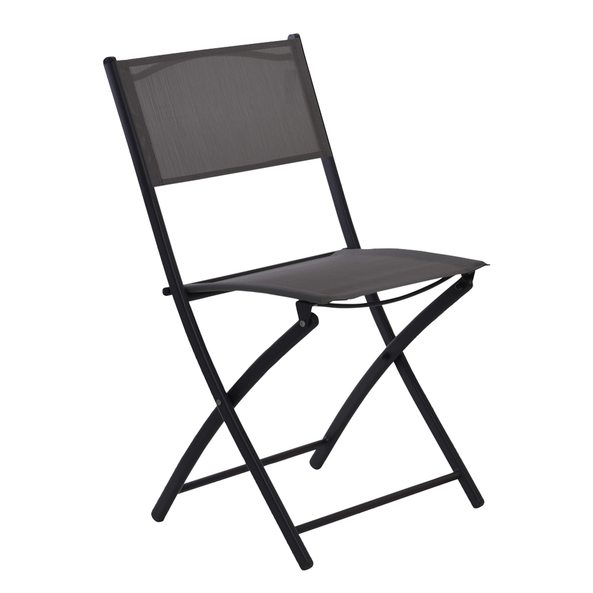 3pc Black Outdoor Garden Metal Folding Table And Chairs Furniture Set