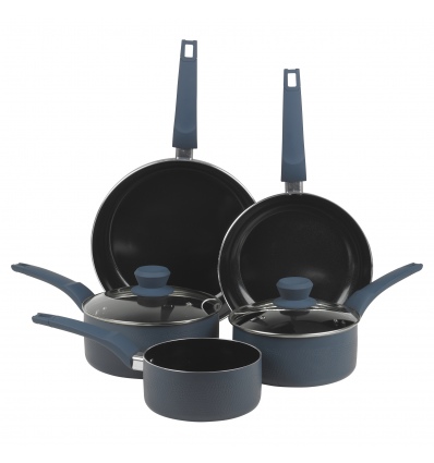 5 Pcs URBN-CHEF Teal Blue Diamond Pan Sets - Easygift Products
