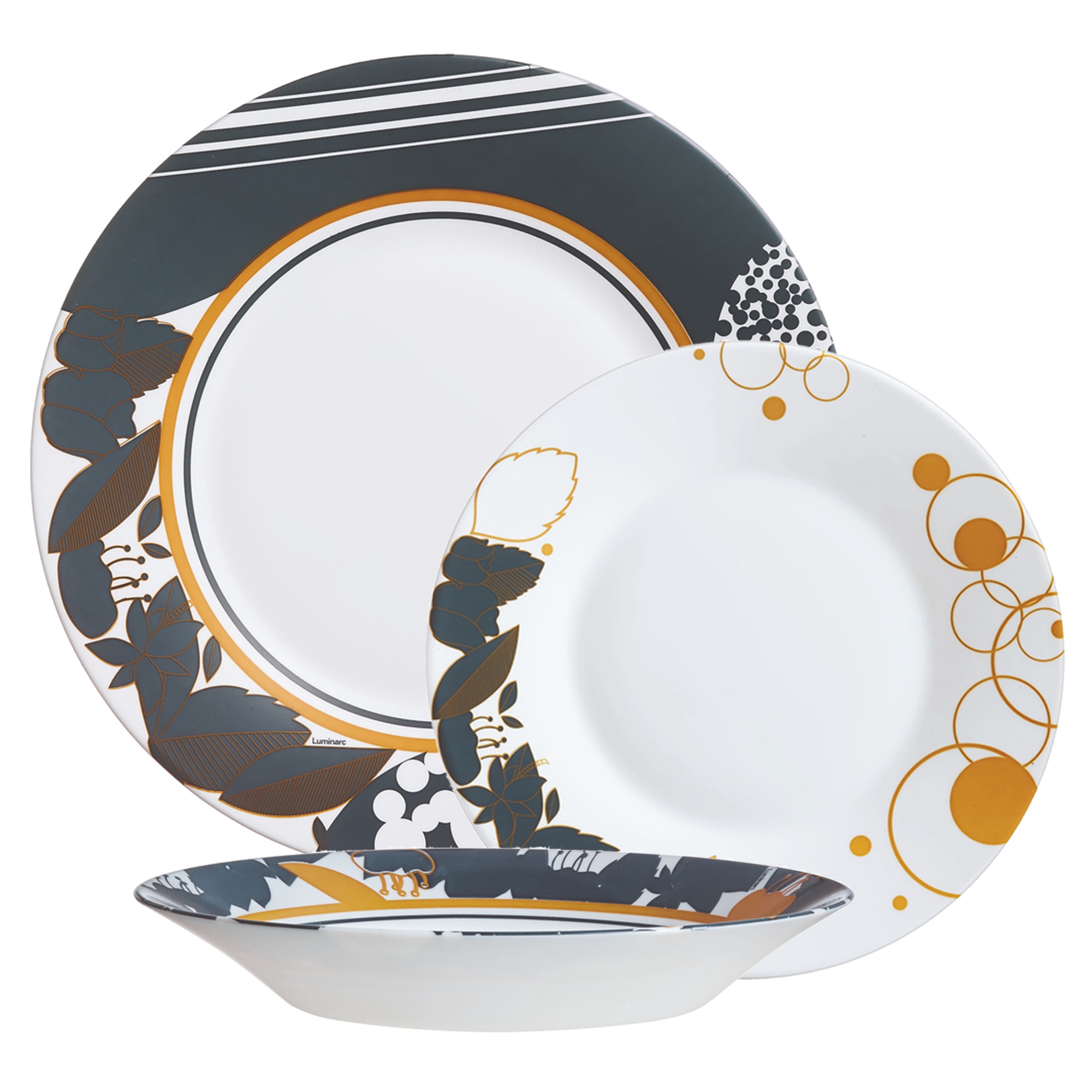 Luminarc Orme 18 Piece Opal Glass Dinner Set Dinnerware Tableware Modern  Plates