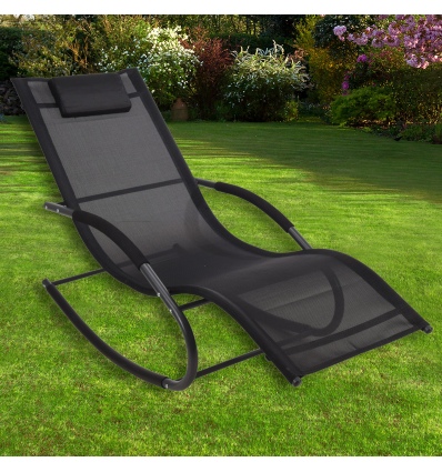 Black Rocking Chair With Pillow [550621]