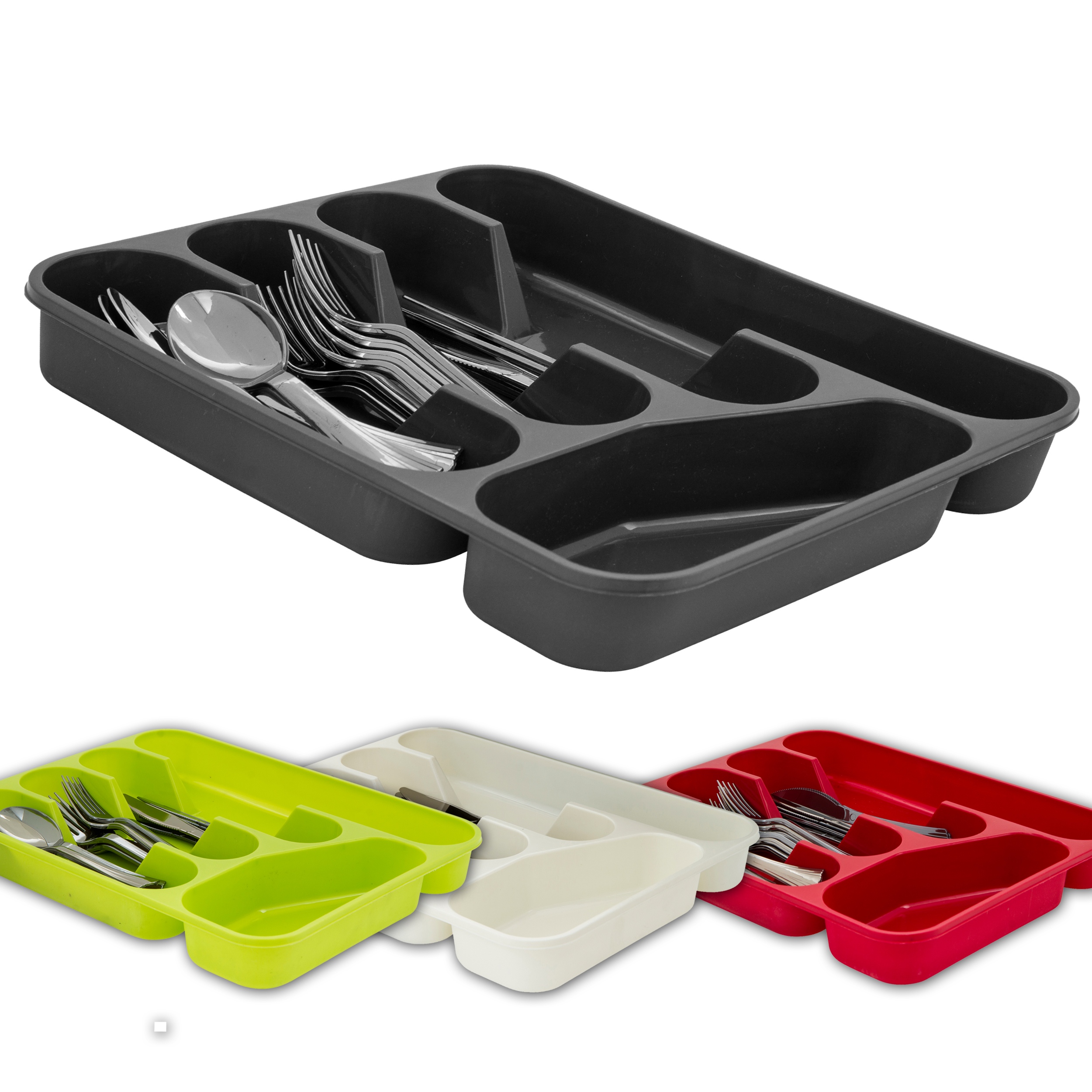 Plastic 5 Section Cutlery & Utensil Drainer Holder Sink Tidy Organiser