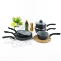 6 FORGECROSS Black Marble Forged Aluminium Pots & Pans