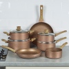 URBN-CHEF Rose Gold Pots & Pans With Wood Look Handles