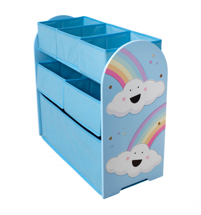 Blue Rainbow Wooden Storage Rack with Six Baskets [248240]