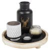 5 Piece Graphite Tealight Candle & Tray Decor Set [003957]