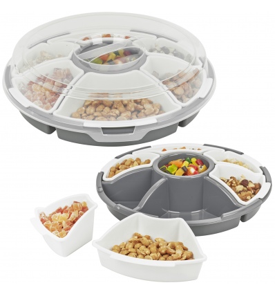 Plastic 6 Section Snack Serving Set with Clip Lid [426466]