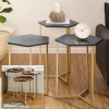 Set of 3 Modern Hex Wood Nesting Tables