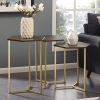 Set of 3 Modern Hex Wood Nesting Tables