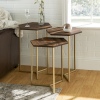 Set of 3 Modern Hex Wood Nesting Tables