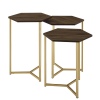 Set of 3 Modern Hex Wood Nesting Tables