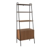 72" Industrial Style Wood & Metal Ladder Bookcase with Doors - Mocha [779672][142221]