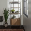 72" Industrial Style Wood & Metal Ladder Bookcase with Doors - Mocha [779672][142221]