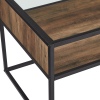 Glass Top Industrial Style Metal & Wood Coffee Table