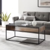 Glass Top Industrial Style Metal & Wood Coffee Table