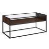 Glass Top Industrial Style Metal & Wood Coffee Table