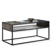 Glass Top Industrial Style Metal & Wood Coffee Table