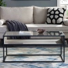 Glass Top Industrial Style Metal & Wood Coffee Table