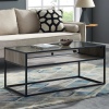 Glass Top Industrial Style Metal & Wood Coffee Table