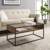 Glass Top Industrial Style Metal & Wood Coffee Table