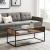 Glass Top Industrial Style Metal & Wood Coffee Table