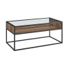 Glass Top Industrial Style Metal & Wood Coffee Table