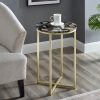 16" Faux Stone Round Glam Side Table - Black Agate/Gold [776664][703288]