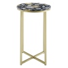 16" Faux Stone Round Glam Side Table - Black Agate/Gold [776664][703288]