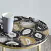 16" Faux Stone Round Glam Side Table - Black Agate/Gold [776664][703288]