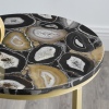 16" Faux Stone Round Glam Side Table - Black Agate/Gold [776664][703288]