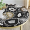 16" Faux Stone Round Glam Side Table - Black Agate/Gold [776664][703288]