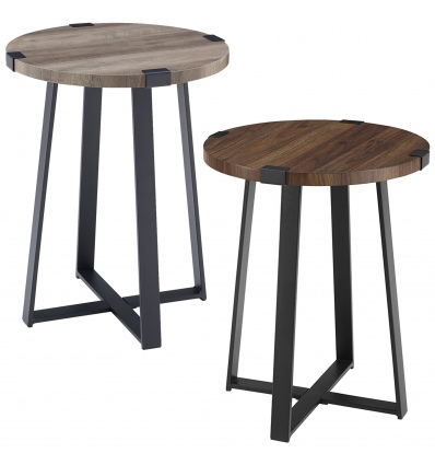 18" Rustic Wooden Side Table with Metal Legs