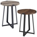 18" Rustic Wooden Side Table with Metal Legs