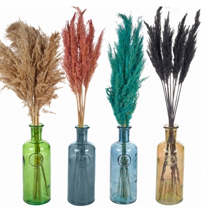 Pampas Plume and  and Heavy Glass Vase Sets