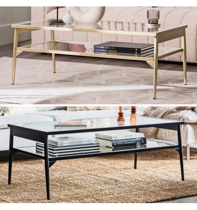 42" Rayna Two Tier Glass & Metal Coffee Table