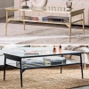 42" Rayna Two Tier Glass & Metal Coffee Table