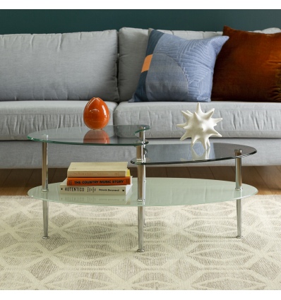 Mariner Dual Oval Glass Coffee Table [010241]