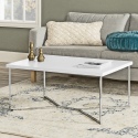 Mid Century Modern Luxe Coffee Table - Faux White Marble with Chrome Legs [778194] [129178]