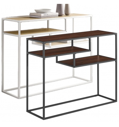 42" Metal & Wood Tiered Shelf Entry Console Tables