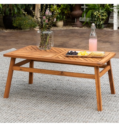 Vincent Solid Acacia Wood Chevron Outdoor Patio Coffee Table [780869][376349]