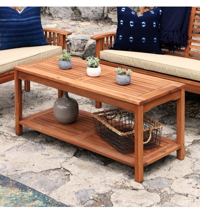 Solid Acacia Wood Outdoor Patio Coffee Table [780975][376462]