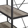 60" Rustic Metal & Wood Media Bookshelf - Grey Wash [135186]