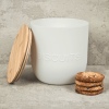 White Plastic Biscuit Jar With Bamboo Lid