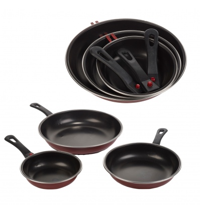 3 Piece Camping Frying Pan Set (Red - 205213)