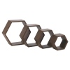 4 Pcs Hexagon Wooden Wall Display Shelves [744485]